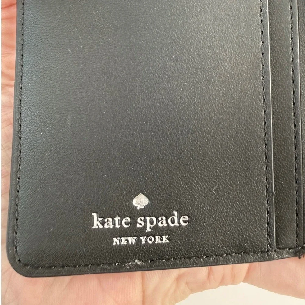 Kate Spade Staci Slim Bifold Wallet Nimbus Grey Colorblock‎ Saffiano Leather NEW